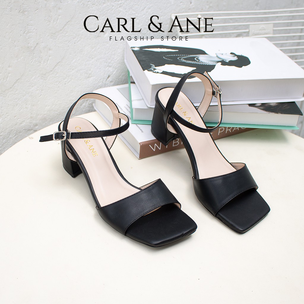 Carl &amp; Ane - Giày sandal cao gót quai ngang phối dây cao 5cm màu đen _ CS010