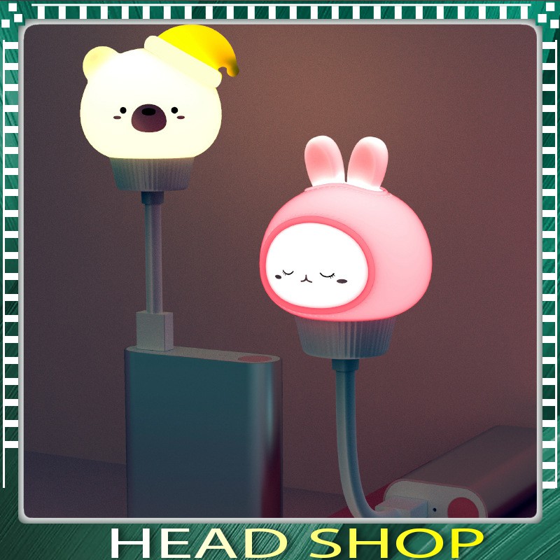 Đèn ngủ Hình Thú Dễ Thương V005 mini có điều khiển từ xa remote cổng usb hình thú Ánh Sáng Vàng HEADSHOP