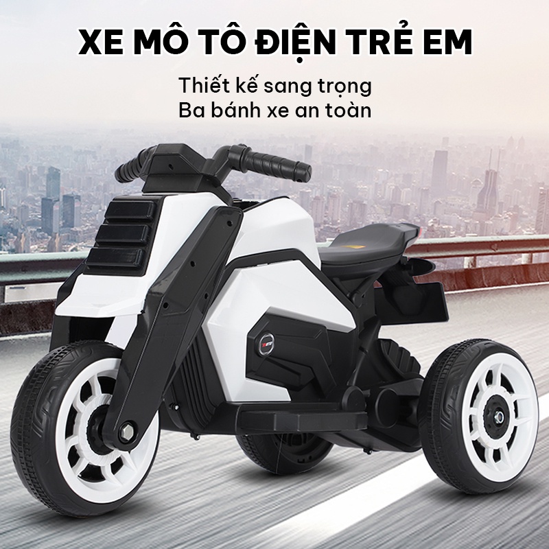 Xe mô tô điện trẻ em thiết kế sang trọng có đèn LED &amp; âm nhạc rất thú vị Chất liệu Nhựa ABS độ bền cao động cơ mạnh mẽ