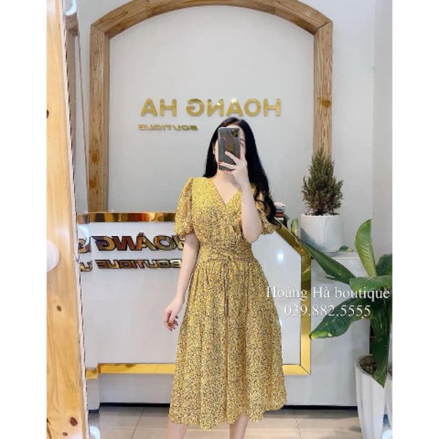 Váy hoa cổ V đan dây | BigBuy360 - bigbuy360.vn