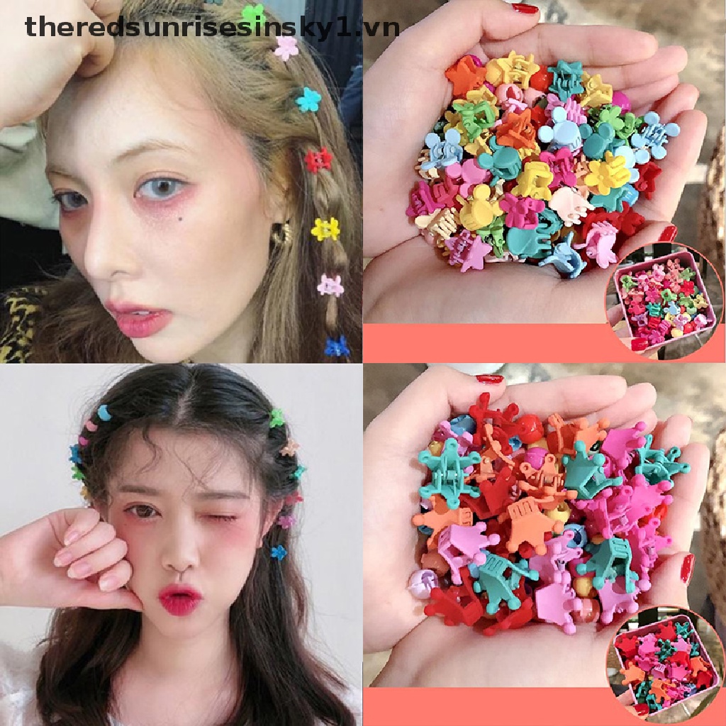 Set 50 Kẹp Tóc Càng Cua Đính Hoa / Thỏ Mini Dễ Thương Cho Bé Gái