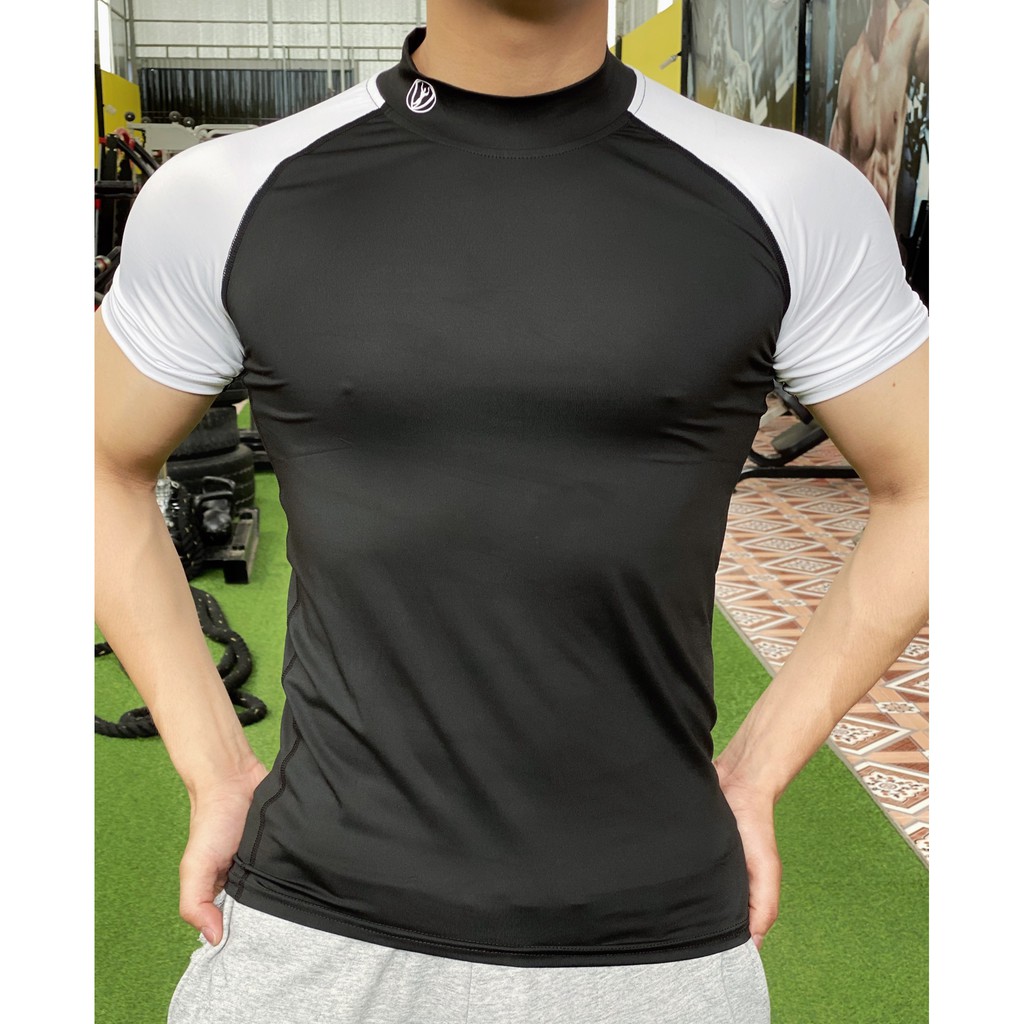 Áo tập gym nam cộc tay thể thao, Áo gym nam thun cotton, Logo cá tính [Gold Shark]