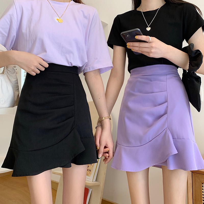 [Mã FAGREEN55 giảm tới 30K đơn 99K] Chân Váy Mini Lưng Cao Kiểu Đuôi Cá Lệch Tà Cá Tính Cho Nữ Xiaozhainv | BigBuy360 - bigbuy360.vn