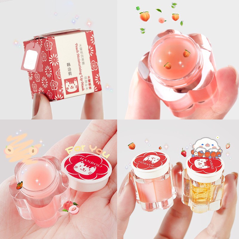 Son dưỡng kiêm mặt nạ môi dạng hũ HERORANGE HANBOLI gel thạch Orange/ Green Grape Soft Lip Protection Film HERO42 HANB01