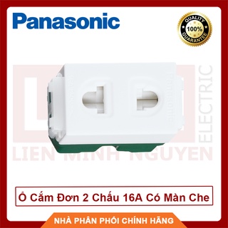 PANASONIC Ổ Cắm Đơn 2 Chấu 16A Có Màn Che WEV1081SW WIDE - Hàng Chất Lượng - BH 12 Tháng