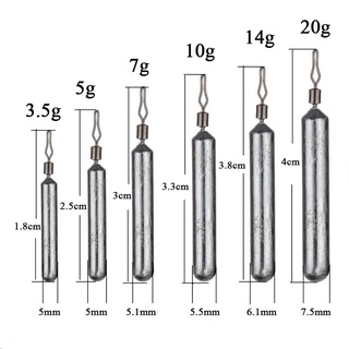 Set 5 Chì Câu Cá Trọng Lượng 3.5g 5g 7g 10g 20g