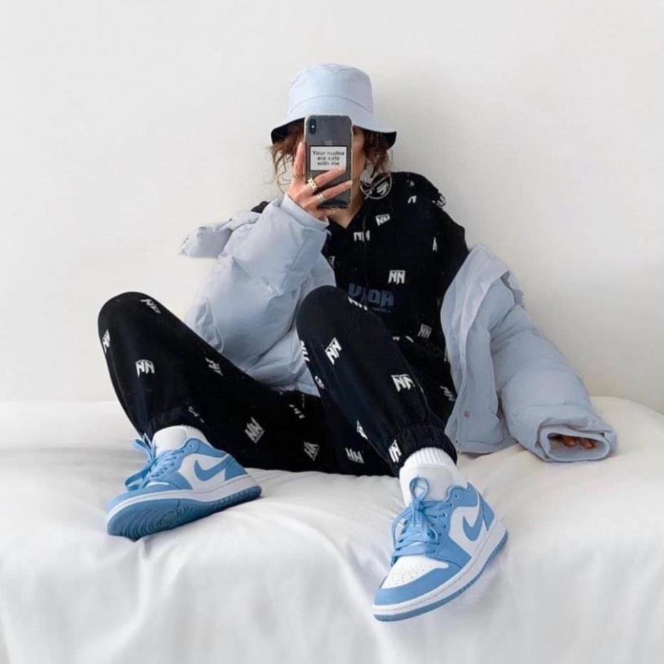 Giầy Thể Thao Nike Jordan 1 Unc Giầy Sneaker Nam Nữ Giá Rẻ JD1 Cổ Thấp Xanh Dương Da Cao Cấp -ju2 ! 🎱️