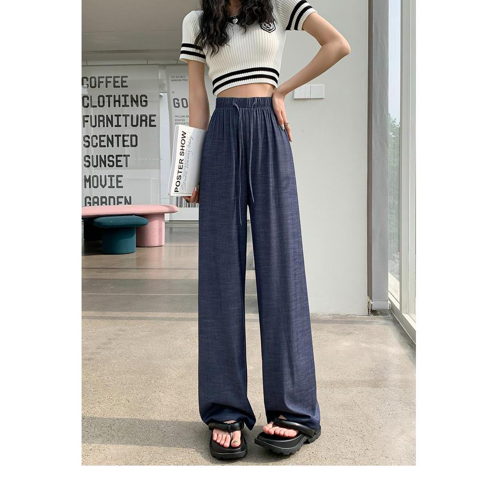 Quần Jean Ống Rộng Lưng Cao Thiết Kế Mỏng Kiểu Dáng Mới Thời Trang Dành Cho Mùa Hè 638