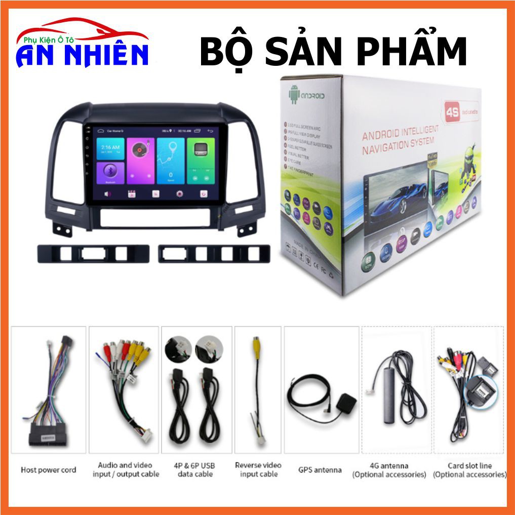 Màn Hình Android 9 inch Cho SANTA FE 2006-2012 - Đầu DVD Chạy Android Kèm Mặt Dưỡng Giắc Zin Hyundai Santa Fe