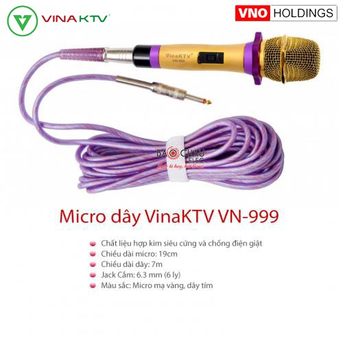 [Bảo hành 12 tháng] Mic hát karaoke có dây Vina KTV VN999 CHÍNH HÃNG - Micro có dây VinaKTV 999 cao cấp