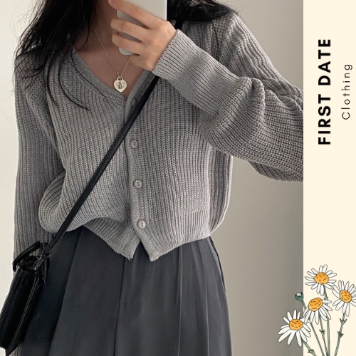 Áo cardigan len croptop Áo khoác len mỏng thu đông Firstdateclothing