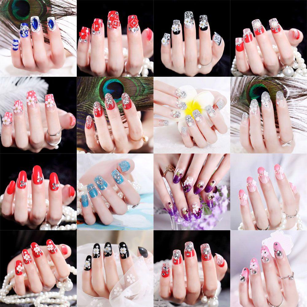 Set 24 Miếng Dán Trang Trí Móng Tay Họa Tiết Hoa Xinh Xắn