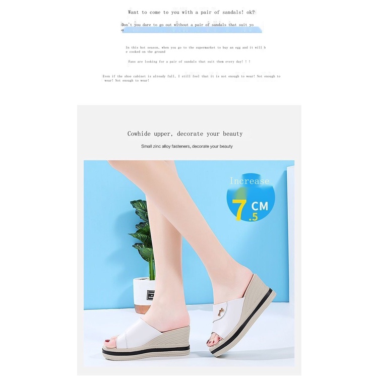 Dép Da Mềm Đế Dày Tăng Chiều Cao Thời Trang Mùa Hè 2022 Cho Nữ