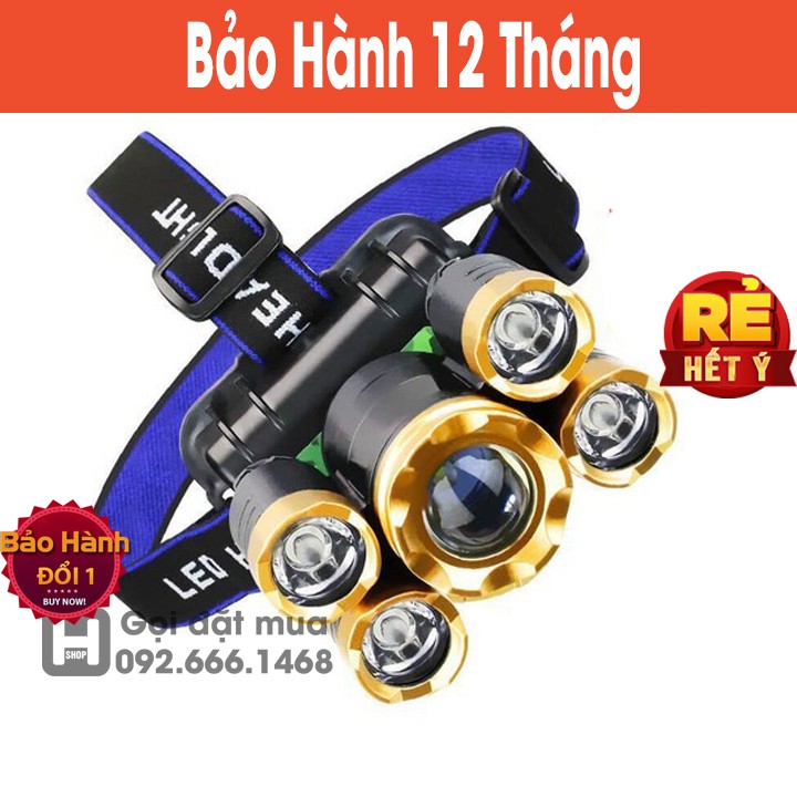 [ Bản Mới, Bóng To Sáng Hơn ] Đèn Pin Đội Đầu 5 Mắt Siêu Sáng, Đèn Pin Siêu Sáng Pin Dung Lượng Cao | WebRaoVat - webraovat.net.vn