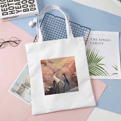 Túi tote vải trắng in hình Tinh hà xán lạn Triệu Lộ Tư Ngô Lỗi tiện lợi phim cổ trang hoa ngữ đeo vai