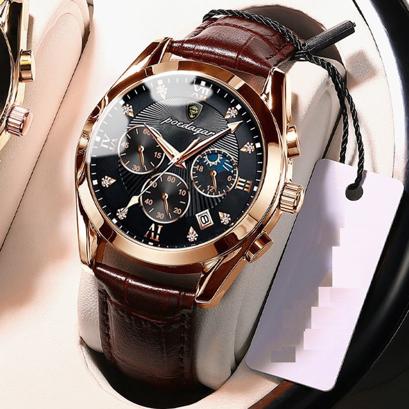 Đồng Hồ Nam Chính Hãng POEDAGAR P11 TD6 Dây Da Cao Cấp Có Lịch Ngày Sang Trọng Kiểu Dáng Thời Trang Đẹp Giá Rẻ