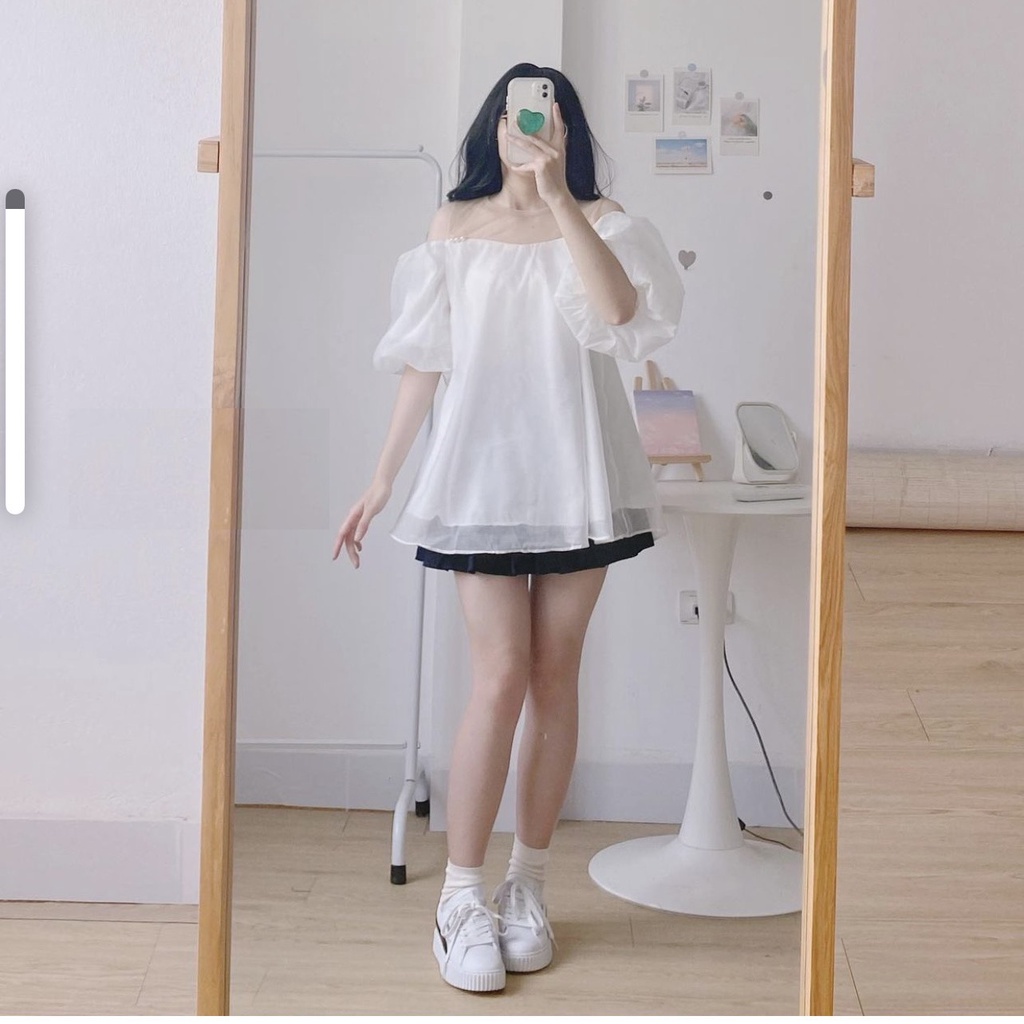 Áo Trễ Vai Von Đính Ngọc PEONYB Nữ [FREESHIP]  Thun kiểu babydoll bánh bèo tiểu thư hotgirl màu trắng hàn quốc đẹp