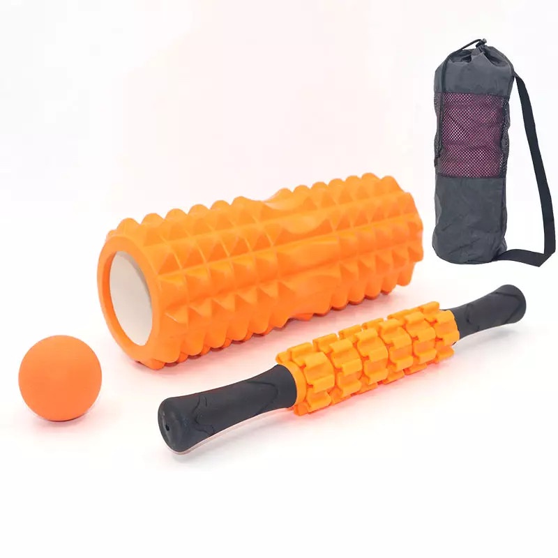 Combo sản phẩm massage cơ bắp - FOAM ROLLER FIRM + ROLLER STICK + BANH MASSAGE