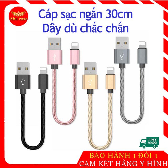 [Giá sỉ] Cáp sạc điện thoại ngắn 30cm tiện lợi, sạc nhanh iphone, samsung.., cáp sạt dây dù chống đứt 30cm