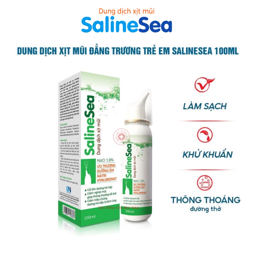 SalineSea. Dung xịt mũi cho trẻ em trẻ sơ sinh vệ sinh mũi hàng ngày giúp thông thoáng giảm khô và nghẹt mũi lọ 100ml