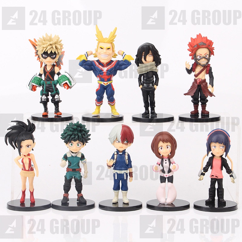 [8cm] Bộ 9 nhân vật Chibi anime Boku no my HERO ACADEMIA jiro Todoroki Shoto Bakugo all might Aizawa kirishima Yaoyorozu