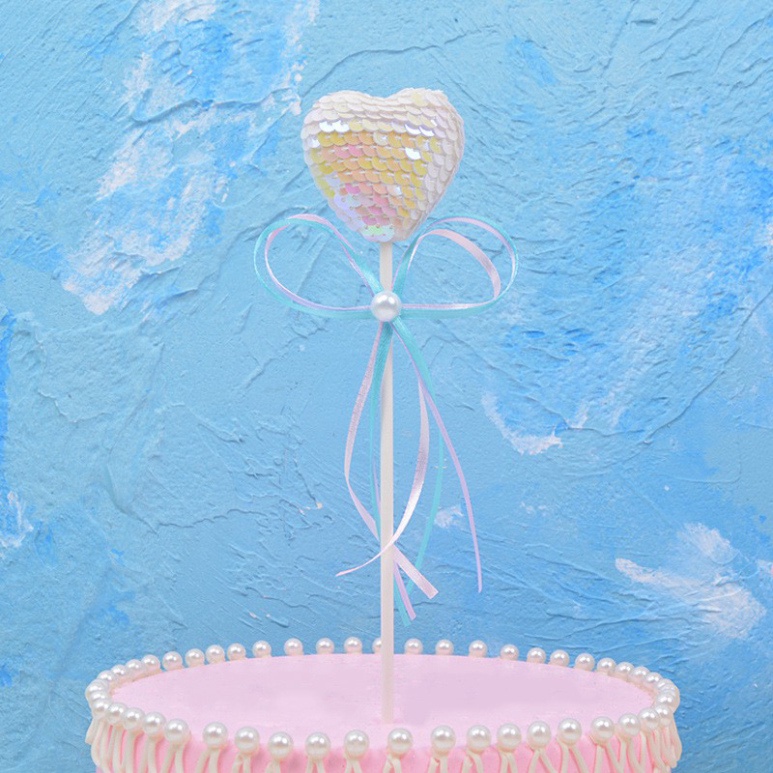 Que cắm bóng kim tuyến trang trí bánh kem, trang trí bánh sinh nhật