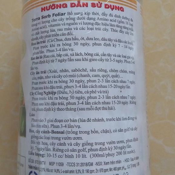 Phân bón lá Terra-sorb foliar Siêu To Lá (chai 100ml), dành cho phong lan, hoa hồng và cây kiểng