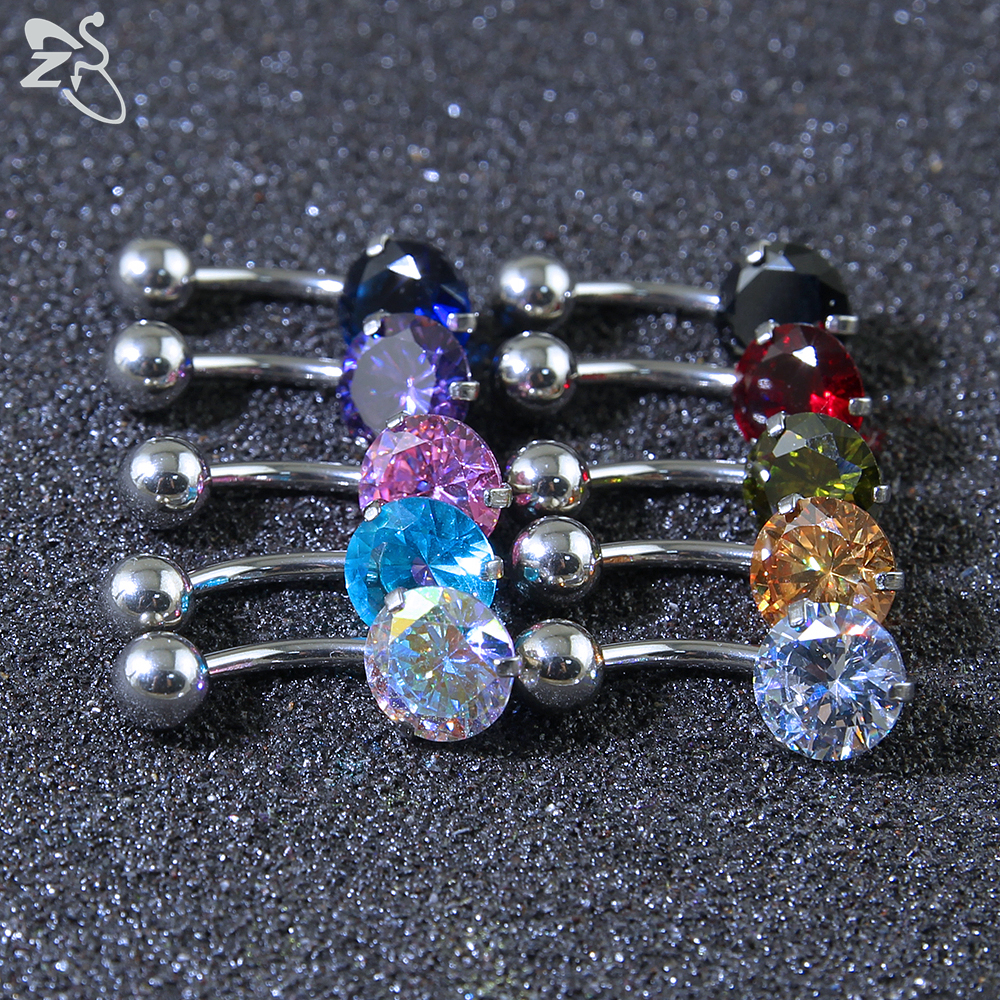 Set 5-14 Khuyên Rốn Thép Không Gỉ 316L 14G Nhiều Màu Sắc Thời Trang