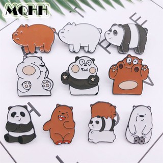 Mqhh Ghim Cài Áo Ba Lô Hình Gấu Trúc Hoạt Hình Màu Trắng / Gấu Nâu Đứng Trên We Bare Bear Hợp Thời Trang Làm Quà Tặng