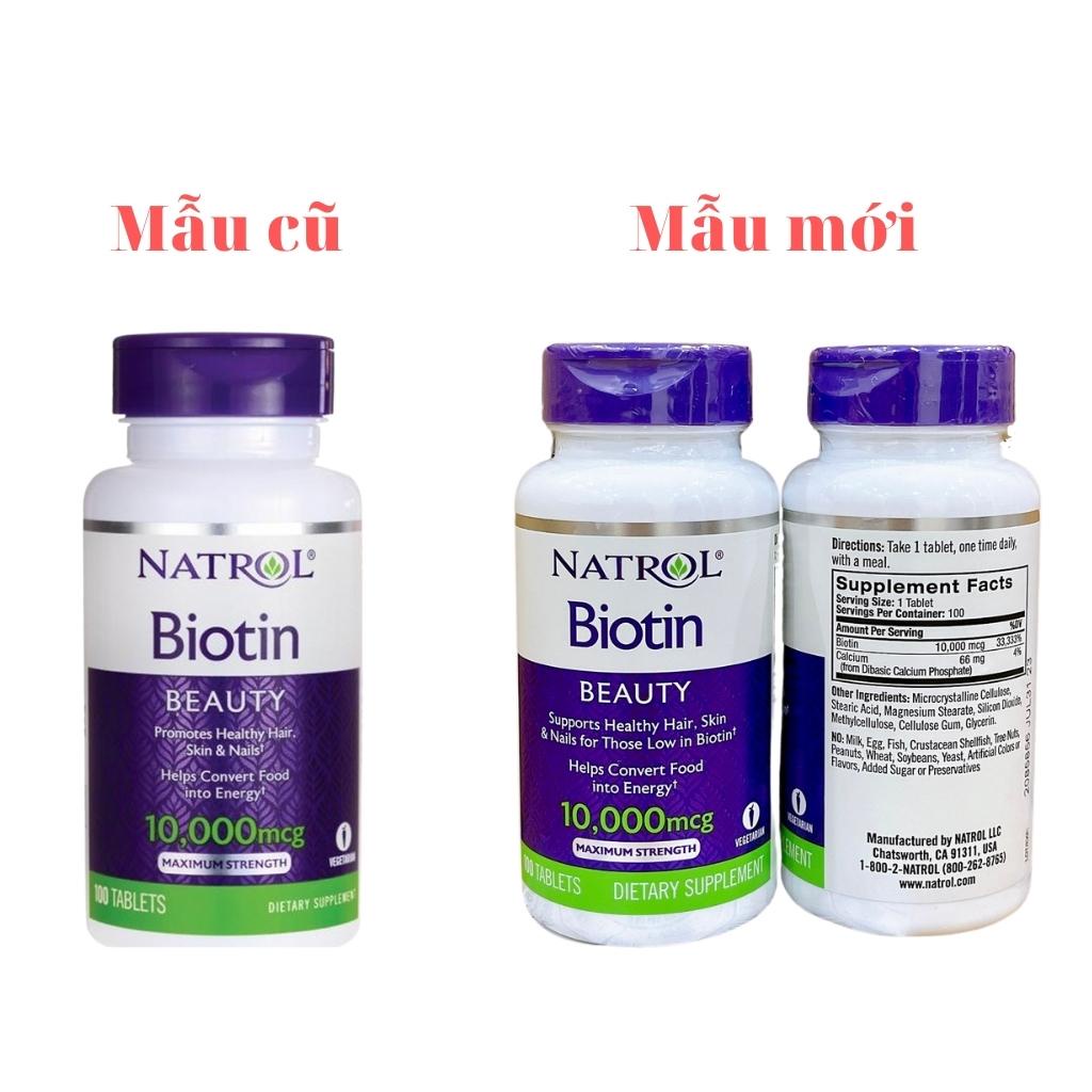 Viên Uống Hỗ Trợ Mọc Tóc Và Chống Rụng Tóc Natrol Biotin 10,000mcg Hộp 100 Viên