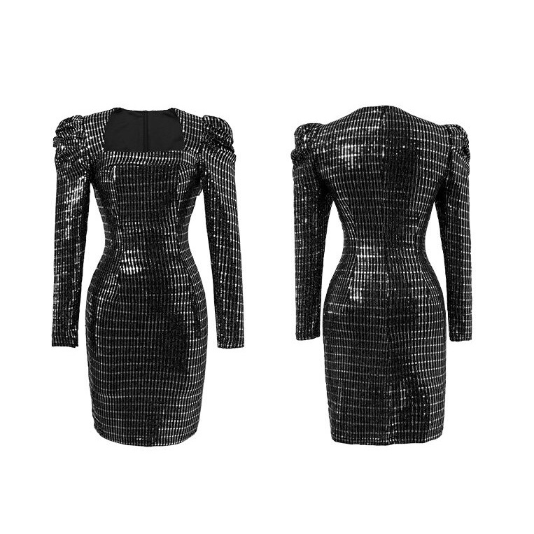 ZYHT đầm đính sequin chân tay áo phồng dự tiệc dài tay mùa thu đông 20146