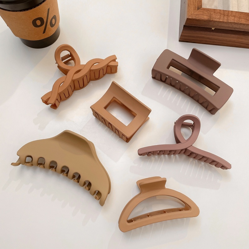 Bộ Kẹp Tóc Càng Cua Lớn Màu Trơn Nhám Phong Cách Vintage Thời Trang Cho Nữ