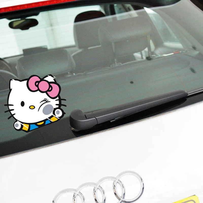 Miếng Dán Trang Trí Xe Hơi Hình Hello Kitty Dễ Thương