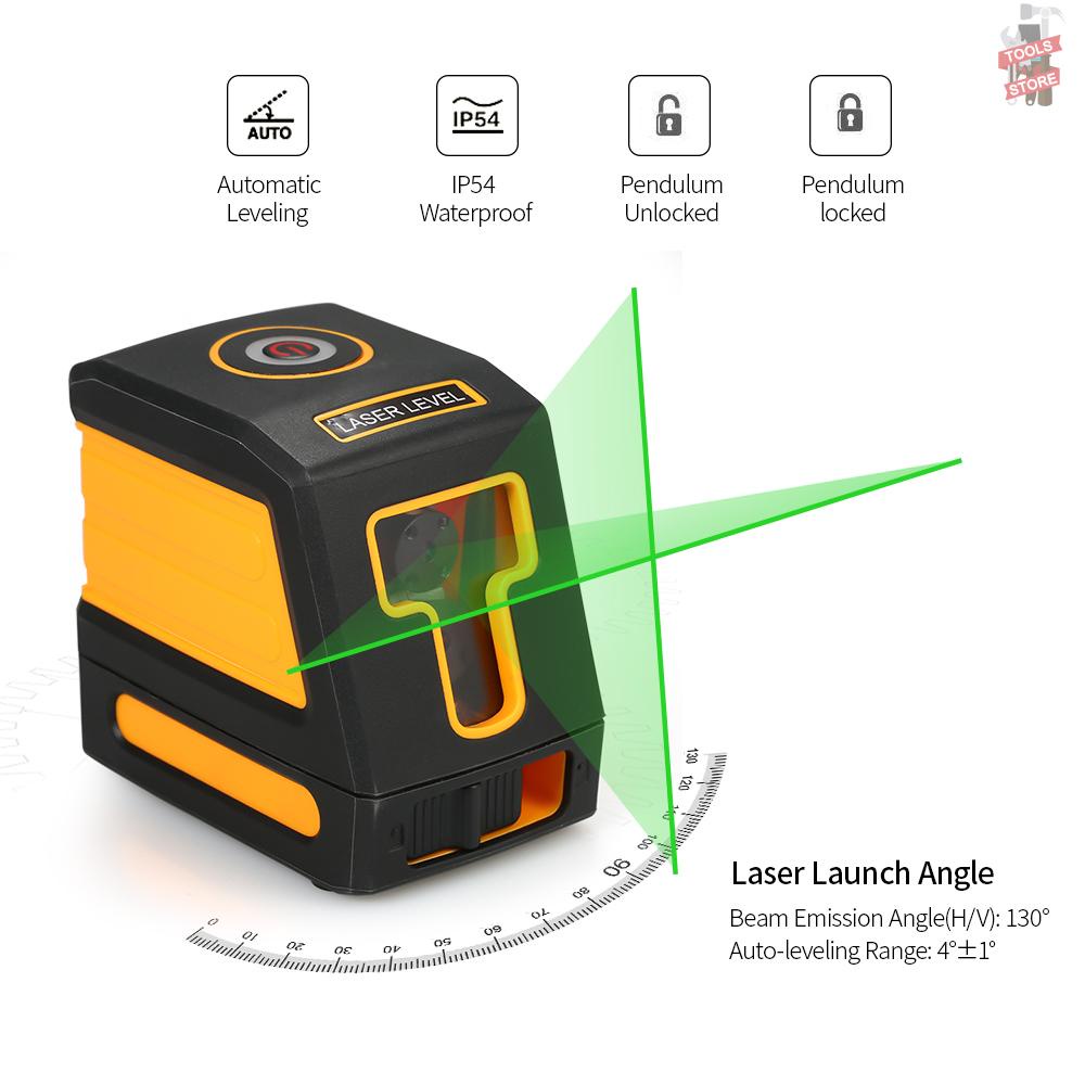 Self-Leveling 2 Lines Green Laser Level Professional Horizontal and Vertical Cross Line Leveling Laser Level Kit with Selectable Laser Lines and Vertical Beam Spread