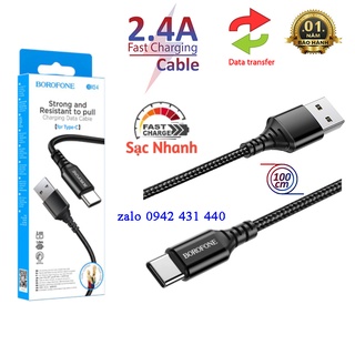 Cáp sạc nhanh dây dù Borofone BX54 Type C 2.4A