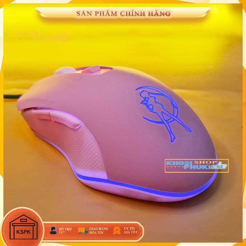 Chuột máy tính màu hồng có dây dùng cho PC – Laptop hình sailor moon  Siêu curte đáng yêu