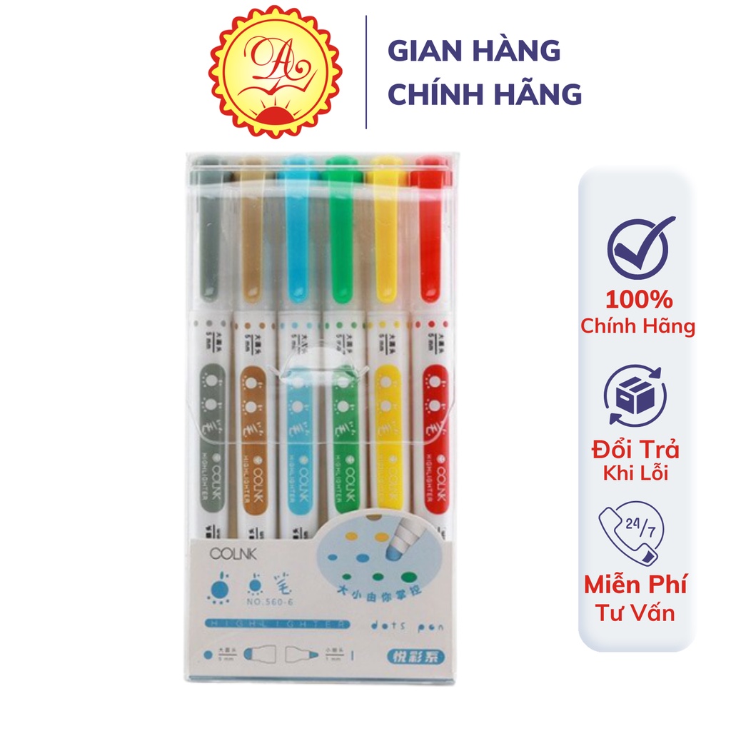 Bộ bút chấm Colnk Dot 2 đầu 6 Bút mài thầy Ánh màu vẽ tranh tô màu 560