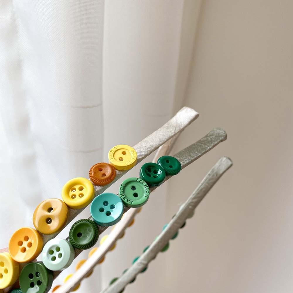 VANES1 Băng Đô Cài Tóc Bằng Nhựa Màu Kem Đính Nút Đơn Giản Thời Trang Hàn Quốc Cho Nữ