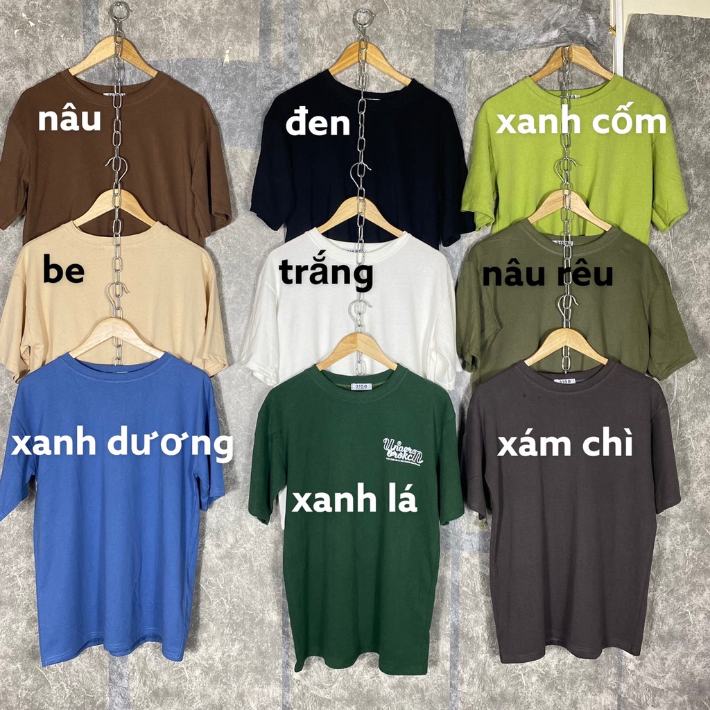 Áo thun phông nam nữ tay lỡ form rộng áo 3158 chất dày dặn cotton xịn