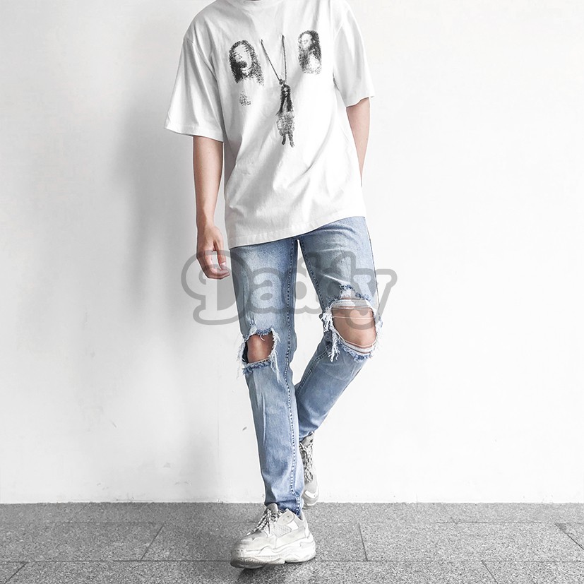 Quần Jean Nam Cao Cấp, Jean Co Dãn Rách Gối [895] Tặng kèm lót giày | BigBuy360 - bigbuy360.vn