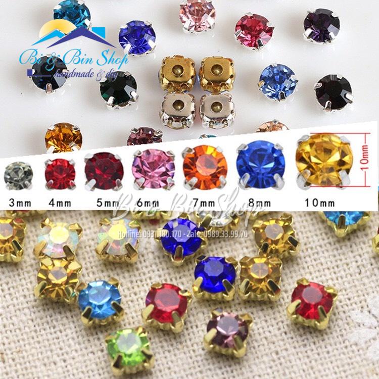 30 Viên Đá Đế 4 Chấu S50-10mm Hạt Pha Lê Đính Kết Trang Phục Thời Trang, Làm Phụ Kiện - Bi &amp; Bin Shop