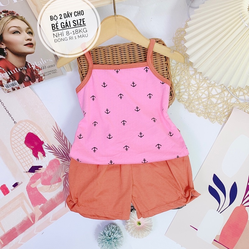 [0-6 tuổi] B3219 Bộ bé gái 2 dây cotton cho bé gái từ 8-18kg