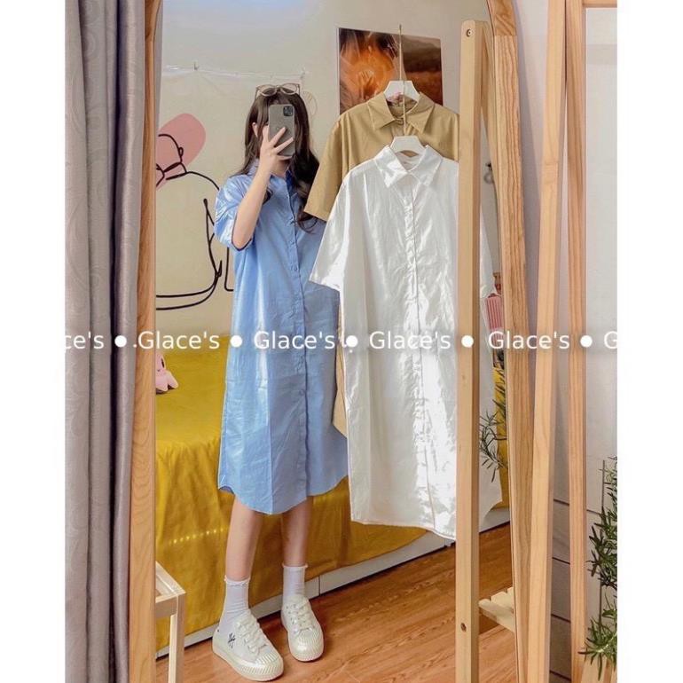 [TREND HÈ] Váy sơ mi thô tay gập form rộng oversize ulzzang, dáng suông (ảnh thật Shop quay chụp) freeship 💃