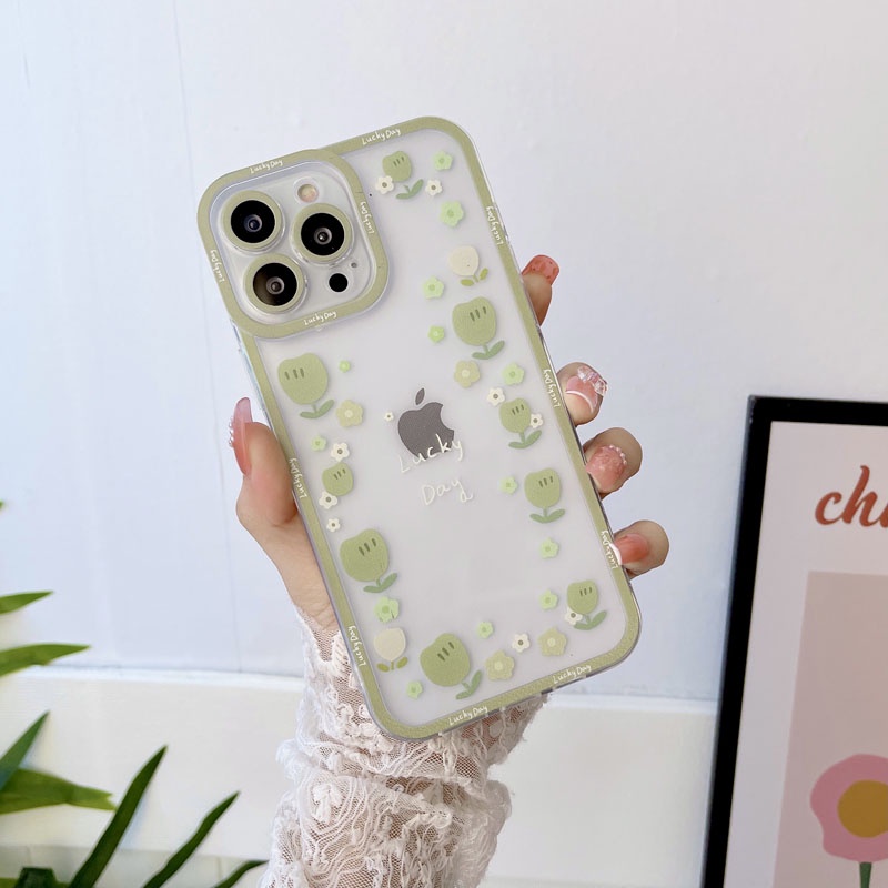 Ốp Điện Thoại TPU Silicon Mềm Chống Sốc Chống Bụi Họa Tiết Hoa Cho iPhone11 12 Pro Max 7 8 Plus X 13 XR XSMAX