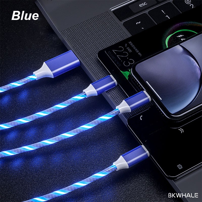 Dây Cáp Sạc Usb 3 Trong 1 Có Đèn LED Chất Lượng Cao Cho Phone Xiaomi Samsung