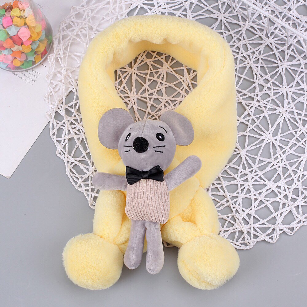 Khăn quàng cổ lông thỏ gắn thú 3D kute cho bé trai bé gái (Giao ngẫu nhiên)