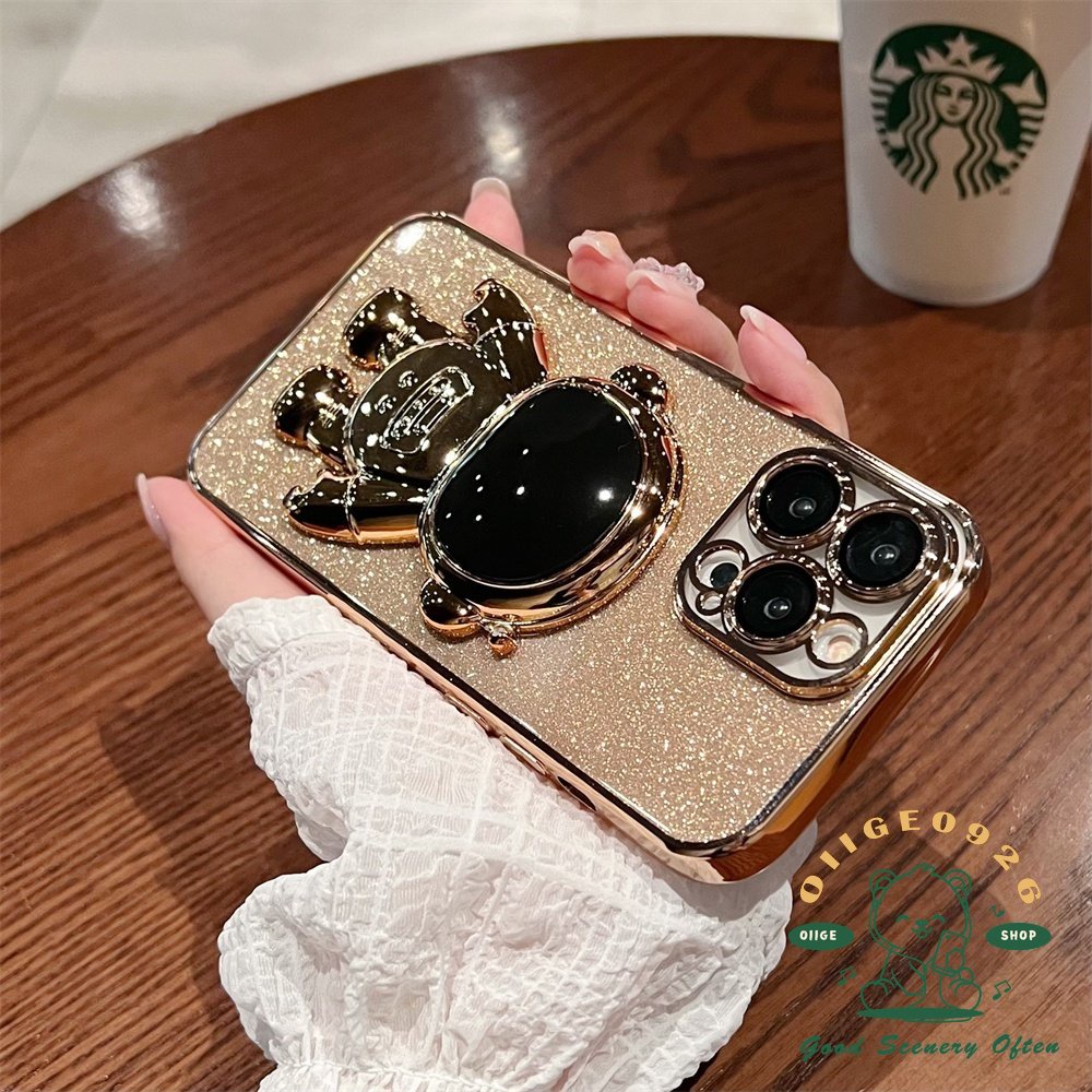 Ốp Điện Thoại Trong Suốt Kèm Giá Đỡ Hình Phi Hành Gia Lấp Lánh Cho Iphone 14 / 13 Promax