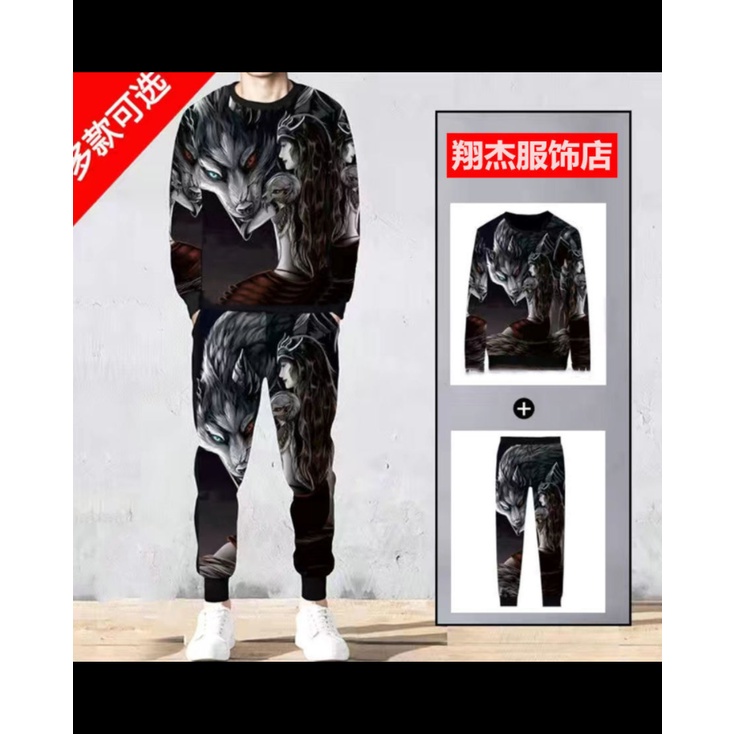 Set áo thun tay dài và quần dài thiết kế mới cho nam