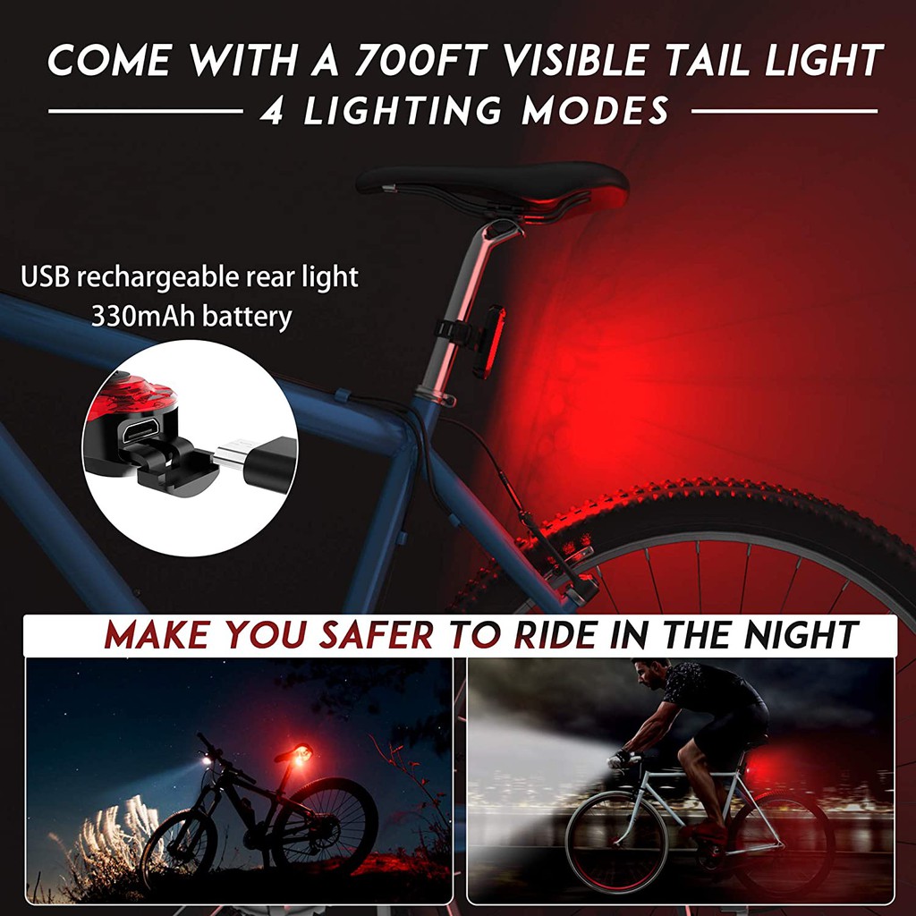 USB rechargeable bicycle lights and headlights, suitable for mountain and road bikes