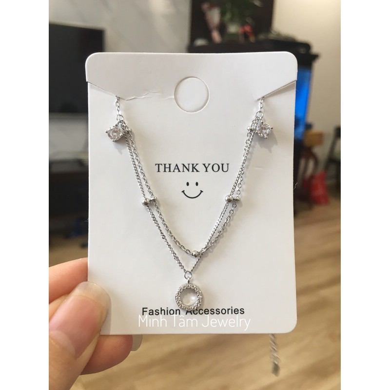 Lắc chân bạc 925 dây kép mặt tròn nụ đá rơi, Lắc chân bi bạc nụ đá mặt tròn gắn đá-Minh Tâm Jewelry | BigBuy360 - bigbuy360.vn